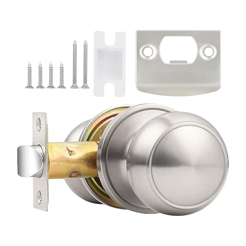 Pomo silencioso para puerta sin llave, repuesto para cerradura de puerta delantera e interior, acero inoxidable con mecanismo de curva simple, dormitorio, sala de estar, apartamento, escuela, hogar