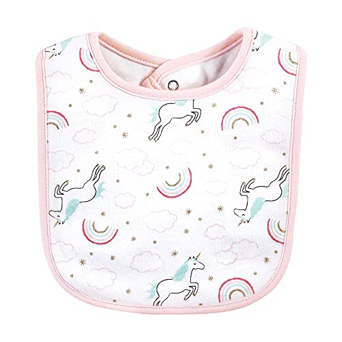 Image of Hudson Baby Unisex Baby Cotton Bibs, Glitter Unicorn, One Size