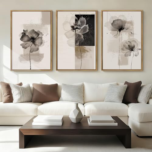 IARTTOP Framed Black Neutral Large Canvas Wall Art 16x24 Inch