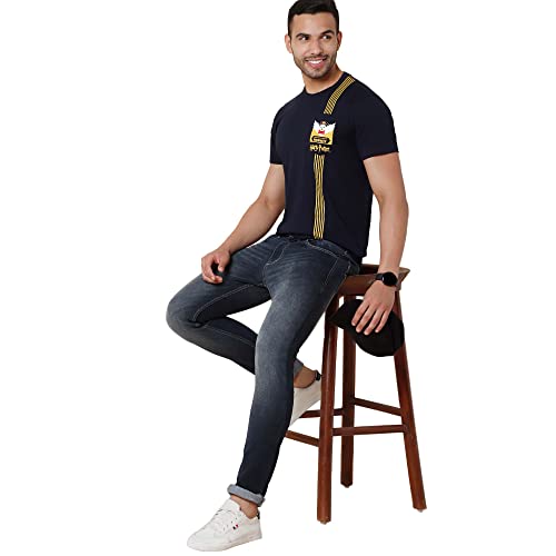 Image of Free Authority Mickey & Friends Printed Regular Fit Green Cotton Men's T-Shirt
