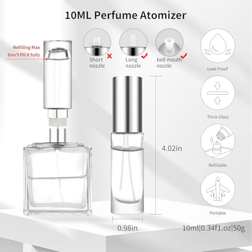 MUB 10ml Perfume Travel Refillable Atomizer Bottle Glass Unique Top-Filling Leak-Proof Spray Bottle Atomizer Sprayer for Perfume Cologne Mini Travel Size Empty Pocket Portable2