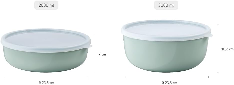 Mepal – Kitchen Storage Bowls Lumina – Food Storage containers with lid Suitable for Fridge, Freezer, steam Oven, Microwave & Dishwasher – Bowl with lid – 2000 ml – Nordic Blue
