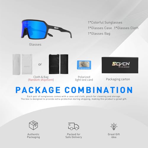 SCVCN Polarized Cycling Glasses Sport Sunglasses MTB BMX Men Women Ride Bike Bicycle Running Golf Hiking Volleyball Tennis Driving Fishing Softball Mountain Riding 02 — view 4