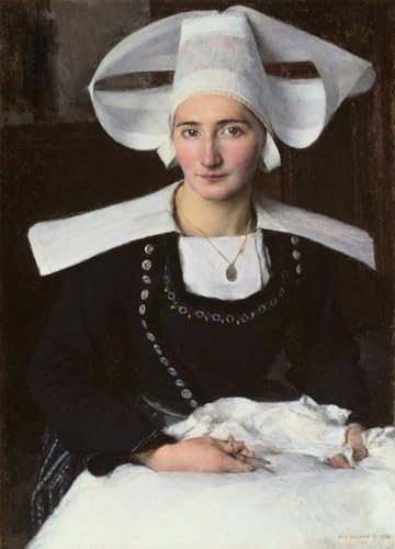 Lienzo impreso Donna di Bretagna de Pascal Adolphe Jean Dagnan Bouveret 60x90