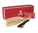 Kent LHS9 Satinwood Pure White Wire-Laid Natural Boar Bristle Oval Hairbrush in an Elegant Presentation Case for Daily Grooming Medium Thickness Hair and Promotes Natural Shine. Handmade in England