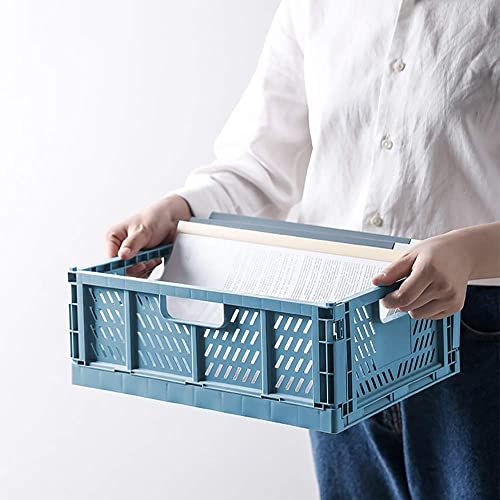 4 Pc Baskets Plastic For Shelf Home Kitchen Storage Bin Organizer, Stackable Container Crate For Bedroom Bathroom Office Clothes Toy Beauty(Blue, 13.3X10.2X5.1) #TOP3