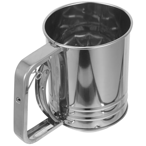 Homoyoyo Tamizador de Harina de Acero Inoxidable con Mango Malla Fina para Repostería Tamizador Manual Práctico para Cocina Profesional y Casera Medio Acero Natural