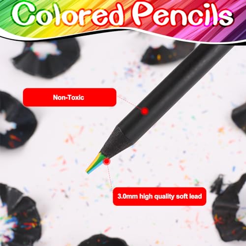 Tinnivi TNCP7IN1-12 Art Supplies For Kids And Adults, 7 Color In 1 Black Wooden Rainbow Colored Pencils Pre-Sharpened thumb #2