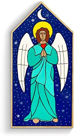Angel in Heaven Mexican Wall Art Decor - Handpainted Plaque by South American Artists; Spiritual Decor Wall Art - Colorful Mexican Home Decor; Religious Art Christian Gift – Guardian Angel Wall Decor