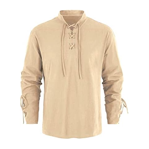Gemijacka Camisa medieval de manga larga con cordones para hombre Cover