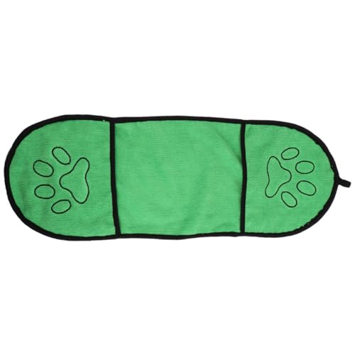 Luxshiny ペット用吸水性バスタオル 犬用シャワータオル 速乾ソフト素材 超細繊維製 フットプリント柄 グリーン ペットバス用品