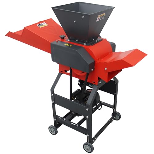 HQHAOTWU 6-Blade Hay Cutter Pulverizer Hay Crusher Grass Pulverizers Grass Breaker ​Crop Straw Crusher Hay Chaff Cutter with Hopper&Voltage Display Screen 220V 2.2KW 500-1000KG/H