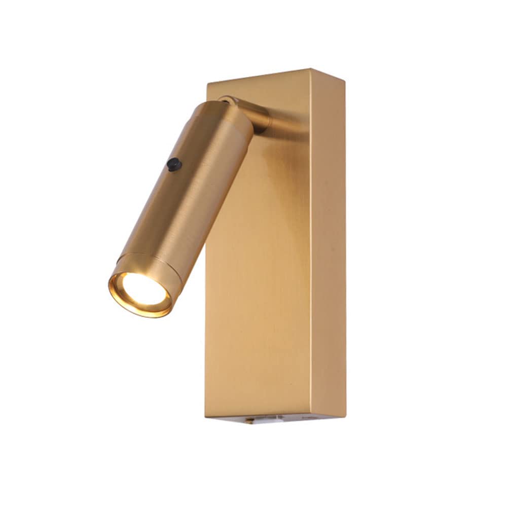 HYJAUSXB Wall Lamps Sconces LED Mount Light Adjustable Sconce Focused Bed Reading Lamp, 3W Headboard Lighting Fixture with, Bedside Night Lights for BedHotel-4000k(Bronze-300