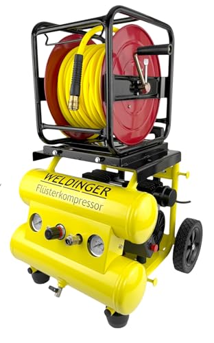 WELDINGER Aktionsset Flüsterkompressor FK 95 pro mobile mit 30 m Schlauchhaspel