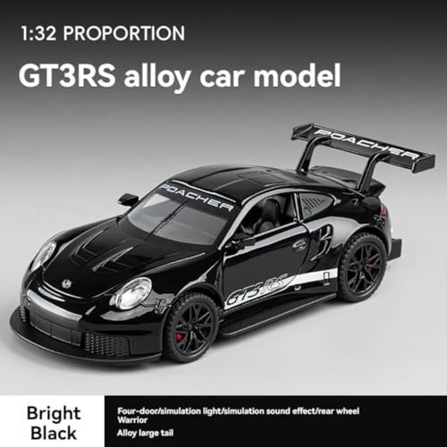 Image of Alokik Enterprise 1:32 Scale Poarsch GT3 RS Die-Cast Model Pull Back Action Metal Car with 4 Openable Door with Sound & Lights Best Gifts Toys for Kids【Black Color】