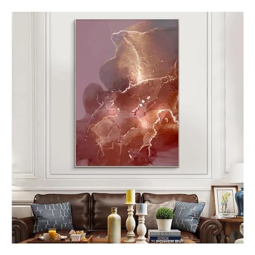 Tableau abstrait moderne marbre or rose - Impression affiche toile salon 20x35cm