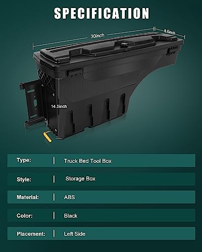 Scitoo Truck Bed Storage Tool Box Fit 180° Rotating For Chevrolet Colorado 2015-2019, For Gmc Canyon 2015-2019 Left Side Waterproof Black #TOP1