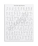 Tai Chi 42 Form Beginners Guide Movement Chart Educational Canvas Poster for Tai Chi Studio Decor​(Unframed,12x18inch(30x45cm))