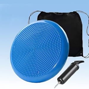 Ballsitzkissen inkl Rucksacktasche, Pumpe, 33cm Durchmesser - Balance-Kissen, Luftkissen, Balance Pad, Noppenkissen - Core-, Fitness-, Reha-, Koordinations- und Rückentraining