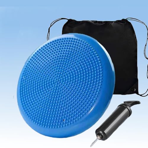 Coussin d'équilibre pour enfants et adultes - Avec pompe à air - Diamètre : 33 cm - Pour entraînement d'équilibre, yoga, massage, physique, coordination, fitness -...