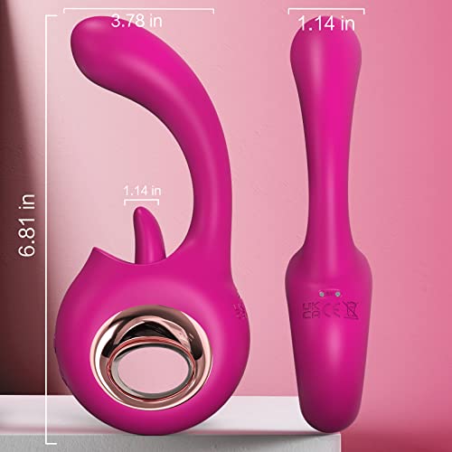 Adult Toys, G Spot Dildo Vibrator, 2 In 1 Tongue Licking & Vibrating Rose Sex Stimulator For Women With 9 Modes, Rechargeable Waterproof Adult Sex Toys For Women And Couples #TOP4
