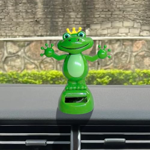 YoRise Solar Dancing Frog Car Dashboard Decorations, Solar-Powered Shaking Head Car Decorations, Funny Frog Dashboard Accessories, Animal Automotive Interior Accessories for Home Office (Green)