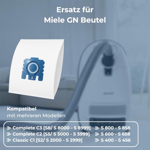 Dripl 16 worków do odkurzacza Miele - typ GN (C1 Classic, C2 & C3 Complete, S2, S4, S5, S6, S8) - w zestawie 4 filtry silnika i 4 filtry powietrza wylotowego - zastępuje Miele GN & 9917730/12281680