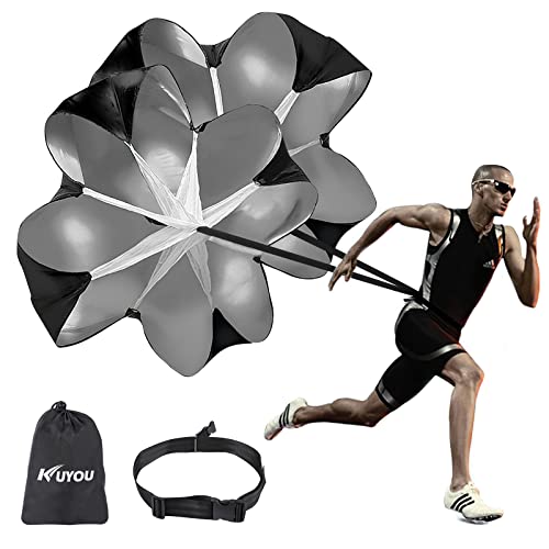 Running Speed Training, 2 Umbrella Speed Chute 56 Inch Running Parachute Soccer Training for Weight Bearing Running and Fitness Core Strength Training