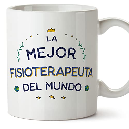 MUGFFINS Tazas para FISIOTERAPEUTA mujer - En Español - Mejor del Mundo - 11 oz / 330 ml - Regalo original y divertido