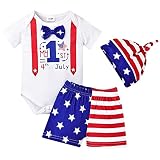 My 1st 4th of July Outfit 0-3 Months Baby Boy Outfit Newborn Infant 4th of July Outfits Summer Shorts Set Bodysuit Romper Stars Stripe American Flag Summer Outfits Independence Day Outfit Star Hat