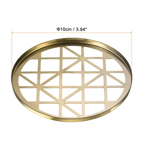 Patikil 3.9 Inch Flower Frog Lid, Metal Round Floral Vase Insert Arranger Grid Pattern For Arrangement Plant Fixation, Gold Tone #TOP1