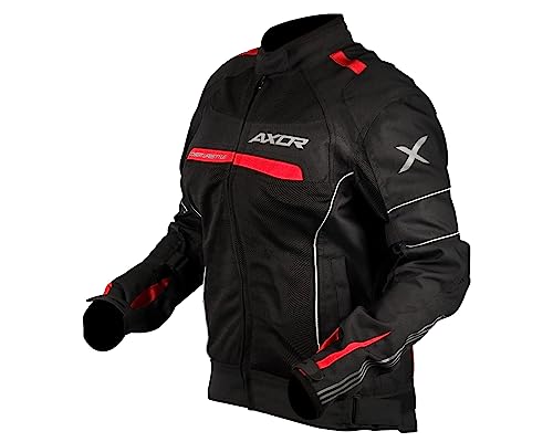 Image of Axor Diva Riding Jacket MaxTec 600-D Textile for Women equipped with -Tech C.E. level 2 protectors at the elbows /shoulders /back and high tenacity mesh fabric for maximum ventilation-Black Red-L