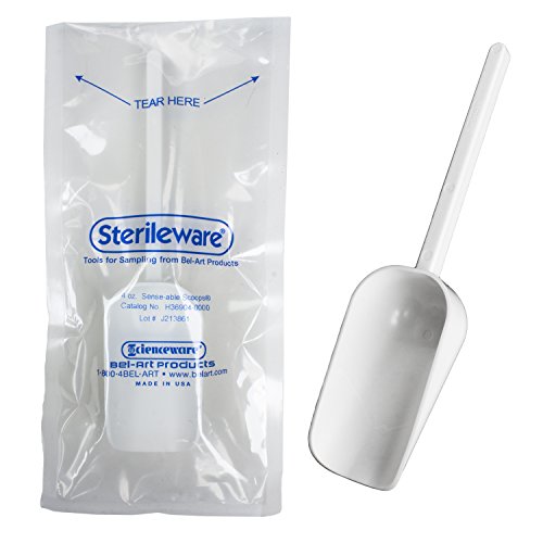 Bel-Art Sterileware Sterile Sampling Scoop; 125ml (4oz), White, Plastic, Individually Wrapped (Pack of 100) (H36904-0000)