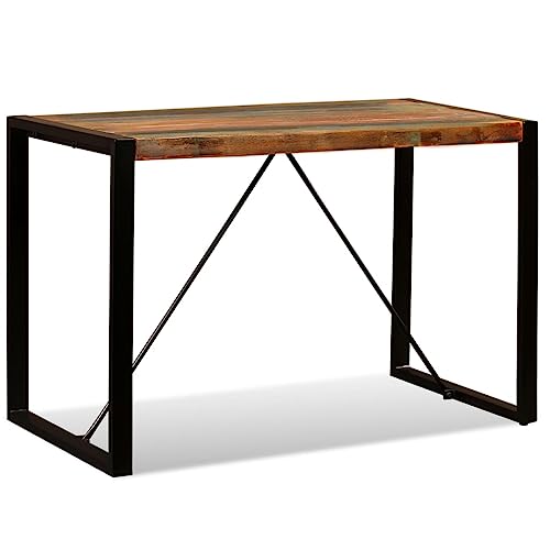 Table de bureau décontractée en bois massif vieilli 120 cm multiusage - 4