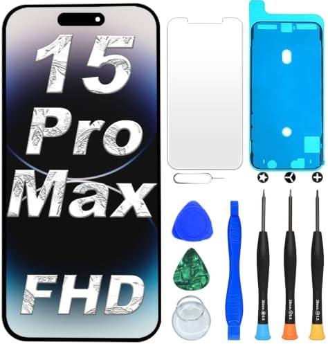 Digi4U LCD Display Ersatz für iPhone 15 Pro Max, A3106 Bildschirm | FHD, reaktionsschnelle Touchfunktion, Face ID-Unterstützung, preiswerte Reparaturlösung inkl. Reparaturset