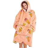 Manta con capucha para mujeres y hombres, color crema helado