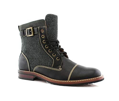 Finding the Best in Slot Range Boots for Your Style 12 Polar Fox Elijah Mens Casual Cap Toe Boot Motorcycle Lace-Up Boots Men, in Herringbone Black, Size 7.5