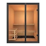 elementsauna mit glasfront ESG Glaselement klar Sentiotec Onni Elementsauna aus Abachi Saunakabine Elementkabine 160x160x200 cm