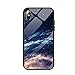 Alsoar Coque Compatible avec Xiaomi MI 8 Mode 3D Motif Marbre Housse Arrière en 9H Verre Trempé Rigide Protection Silicone Bord TPU Souple Bumper Anti Rayures Etui (Univers)