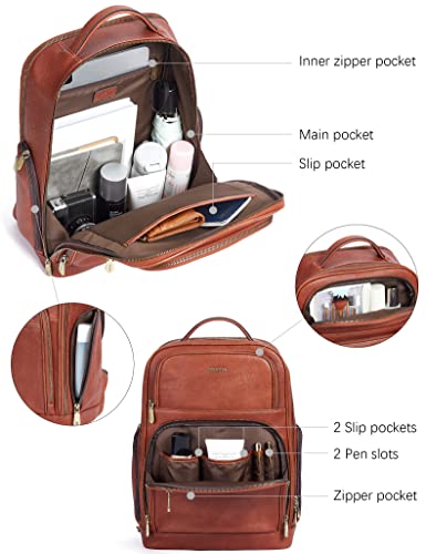 Bostanten Leather Backpacks College 15.6” Laptop Travel Computer Shoulder Backpack For Men Coffeebrown #TOP3