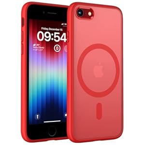 TOCOL Magnetic for iPhone SE 3/2 (2022/2020 Edition), iPhone 8/7 Case 4.7-Inch, Fit for MagSafe, [14FT Military Grade Drop Tested], Shockproof Slim Translucent Matte Back Phone Cover (Red)