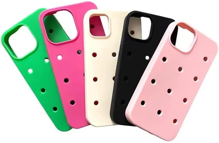 Silicone iPhone Case With Crocs Charm, Personalized Customized Phone Cover (Charms Not Included) for iPhone 13 Pro Max, Black