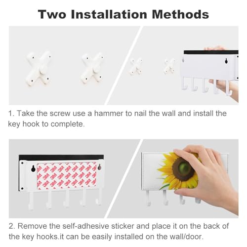 Soporte para llaves de girasol con 5 ganchos metálicos para pared de pasillo 4