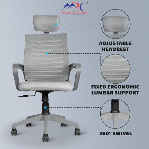 Image of MRC Boom Mesh High-Back Ergonomic Desk Office Chair with 3 Years Warranty & DIY Assembly | Tilting Mechanism,Comfortable Seat and Revolving Nylon Base |Ideal for Work from Home (Grey)