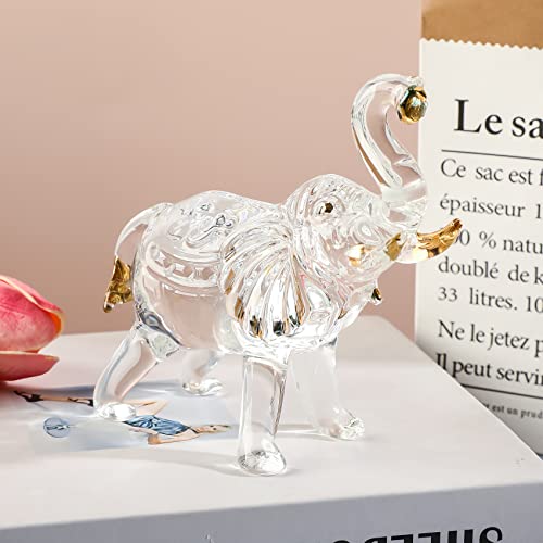 Image of YWHL Crystal Elephant Figurine Gifts for Women, Elephant Statue Decor