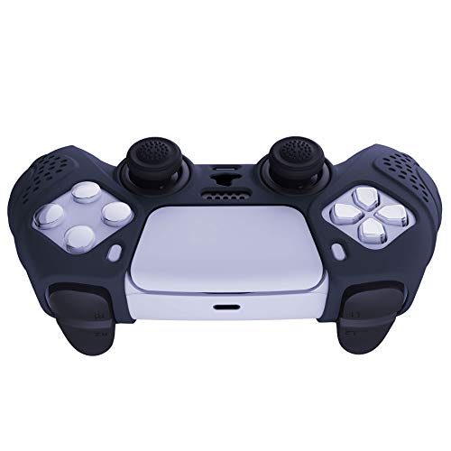 Extremerate Playvital Guardian Edition Midnight Blue Ergonomic Soft Anti-Slip Controller Silicone Case Cover For Ps5, Rubber Protector Skins With Black Joystick Caps For Ps5 Controller #TOP7