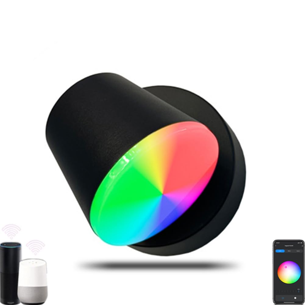 LED Außenwandleuchte 360° Drehbar RGB Dimmbar Außenlampe mit APP Steuerung Timer Wandlampe Innen Außen Wasserdicht IP65 Außenleuchte RGB Farbwechsler, über Smart App steuerbar Wandbeleuchtung