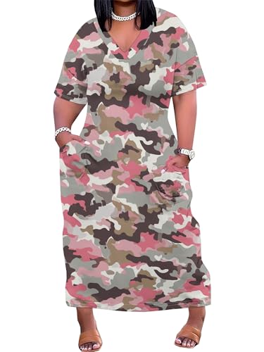 Image of SUZONANA Plus Size Dresses for Curvy Women African Print American Dress Summer Outfits Casual Loose with Pocket