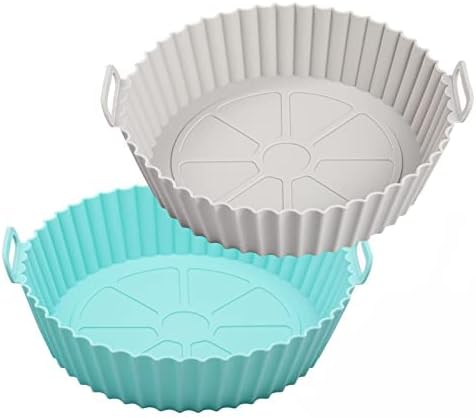 Silicone Air Fryer Liners, Reusable Silicone Liners for 3-5 QT Air Fryer, 7.5 Inch Silicone Air-Fryer Silicone Pot Basket Inserts Air Fryer Oven Accessories,1 Pack (Gray)
