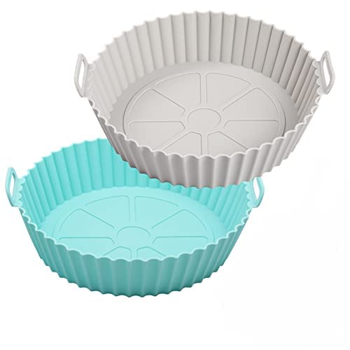 Silicone Air Fryer Liners, Reusable Silicone Liners for 3-5 QT Air Fryer, 7.5 Inch Silicone Air-Fryer Silicone Pot Basket Inserts Air Fryer Oven Accessories,1 Pack (Gray)